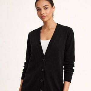 Banana Republic Black Merino Wool Boyfriend Cardigan